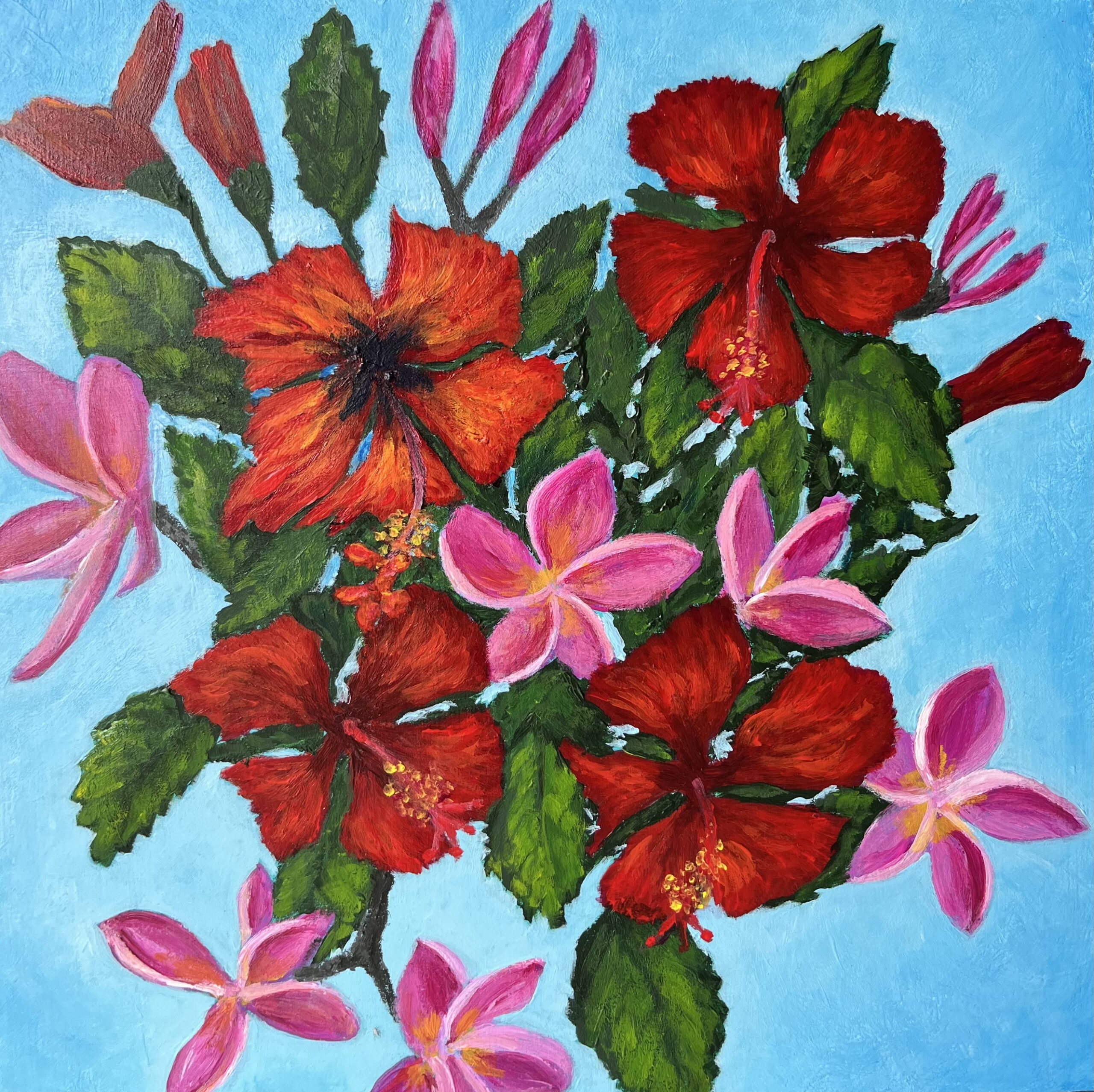 Island Flowers 8" x 8" acrylic